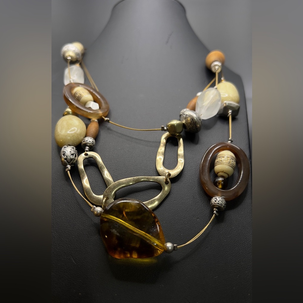 Chico’s Multi Layer Illusion Two Tone Necklace 16” - image 1